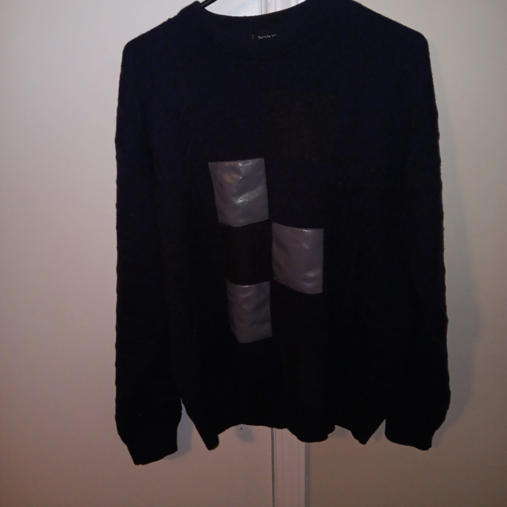 Point of italy mens 3xl vtg patchwork blue/grey Sweater new